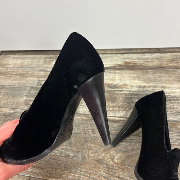 Jenni Kayne Velvet High Heel Loafer Black 37/ US 7 Italy - Picture 9 of 10